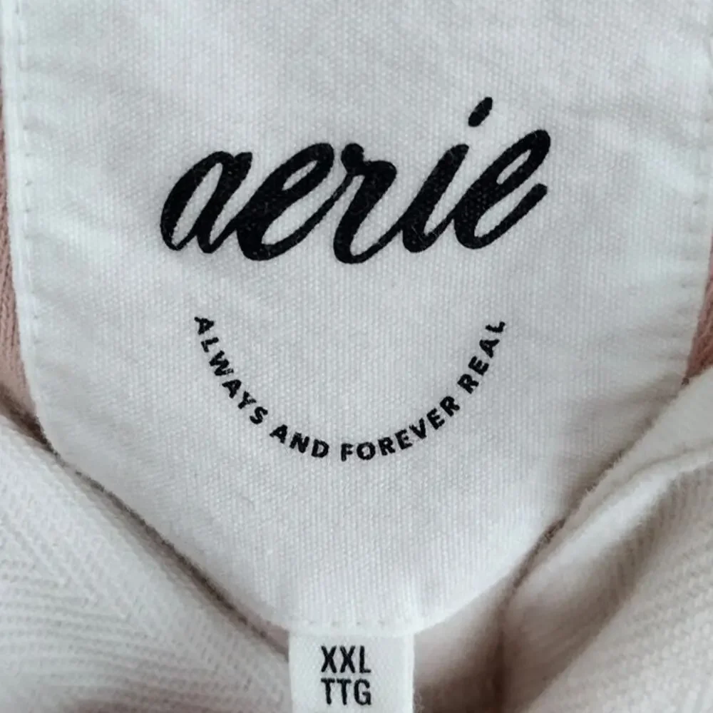 Aerie Oversized Pink Striped Preppy Rugby Long-Sleeve Terrycloth Top XXL Plus